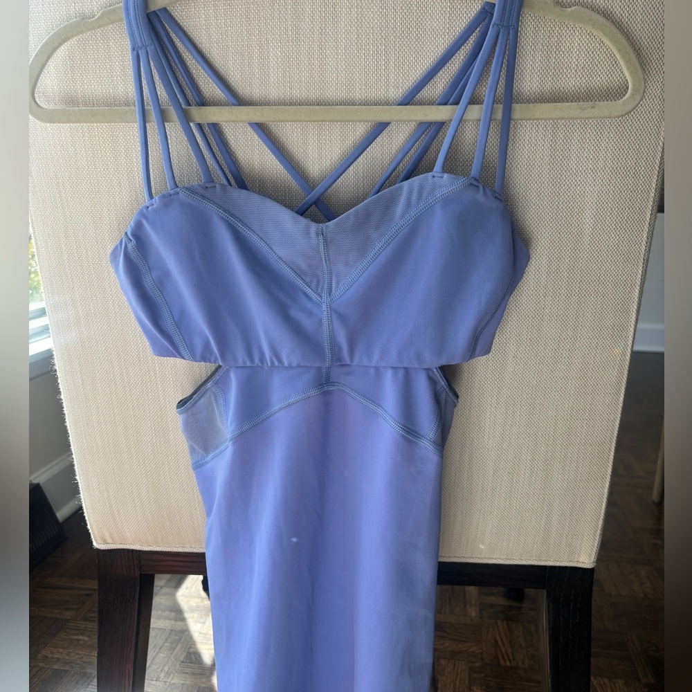 Lululemon Exquisite Strappy Mesh Cut Out Yoga Tank Top in Lilac
